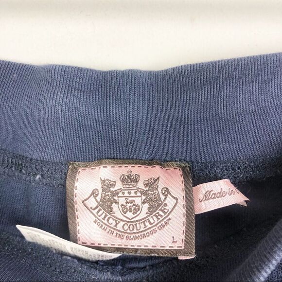 JUICY COUTURE | Y2K Style Navy Blue Terry Cloth Drawstring Pants Women’s Size L - Picture 6 of 11
